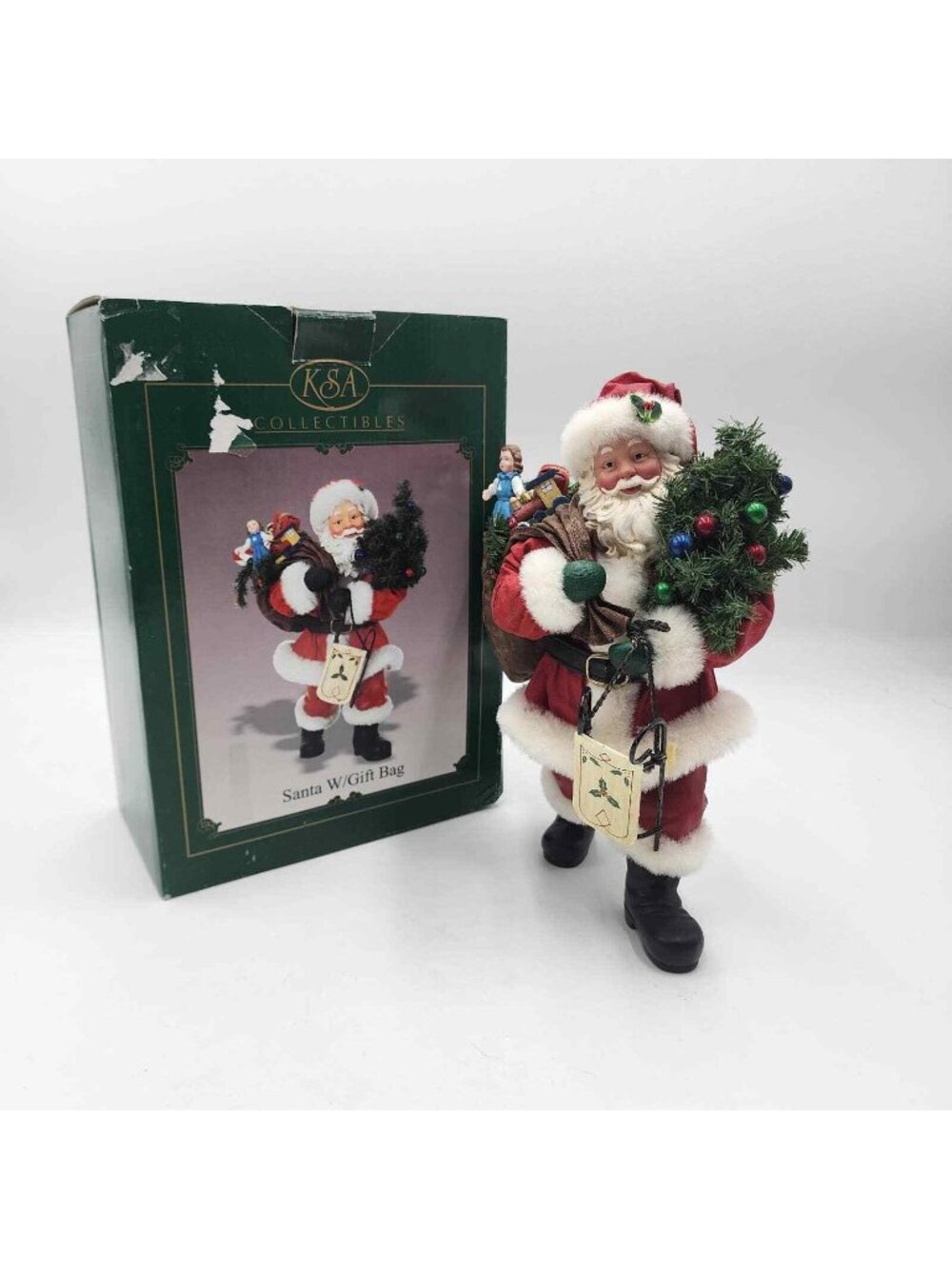 Kurt Adler Collectibles Fabriche Santa W/ Gift Bag